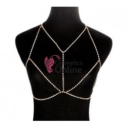 Accesoriu de bust Luxury BLX005 din metal cu strasuri pentru rochii elegante, costum de baie - Auriu